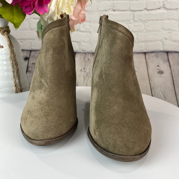 🍀 LUCKY BRAND Brown Suede High Heel Zip Up Boot - Picture 3 of 17